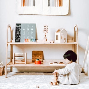 2 shelves Montessori Toddler Toy shelf, Display shelf, Custom Montessori furniture up to 47"/120cm
