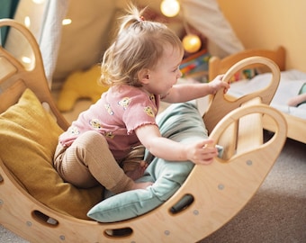 Fauteuil à bascule S en bois naturel