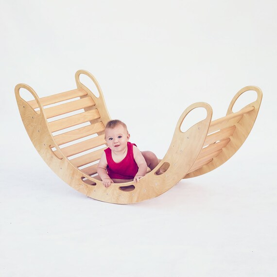 Toys Ride On & Rocking Toys Large wooden natural Rockerbalance board ...