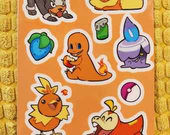 Fire Pokemon Vinyl Sticker Sheet