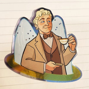Aziraphale (Good Omens) Spiegelfolie Vinyl Aufkleber