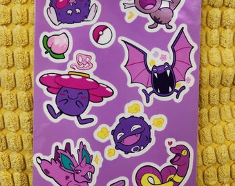 Poison Pokemon Vinyl Sticker Sheet