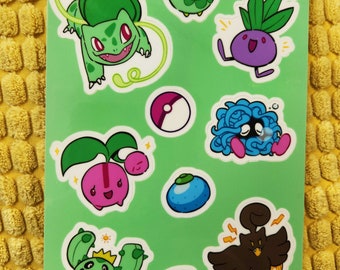 Grass Pokemon Vinyl Sticker Sheet