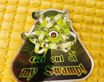 Adesivo de vinil holográfico do Shrek com espelho, fiel à Bíblia.