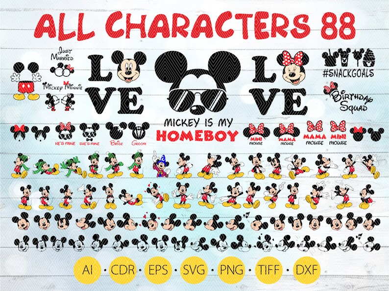 Download Mickey Mouse All Characters 88 Svg Bundle Disney Svg Minnie Etsy Yellowimages Mockups