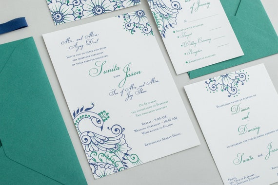 Sunita Wedding Invitation Set Deposit Indian Wedding Etsy