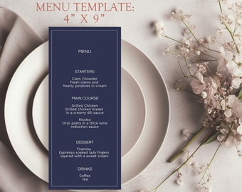 Wedding Menu Editable; Minimal wedding template; DIY wedding menu template; DIY Menu template; Wedding editable menu; Modern wedding menu