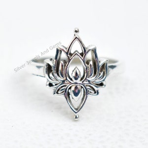 Sterling Silver Lotus Ring-Handmade Silver Ring-925 Sterling Silver Ring-Silver Lotus Ring-Gift for her- Designer Ring-Promise Ring