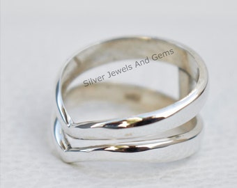 925 Sterling Silver Chevron Ring, Double Silver Chevron Ring, Designer Ring, Thumb Ring, Minimalist Ring, Stack Ring, Handmade Ring
