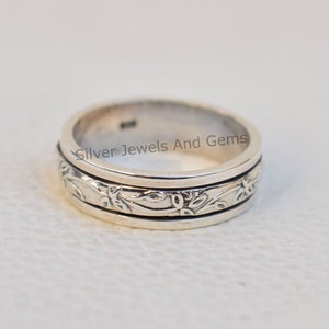 925 Sterling Silver Spinning Ring, Spinner Ring, Meditation Ring, Fidget Ring, Gift for Mom, Handmade Ring