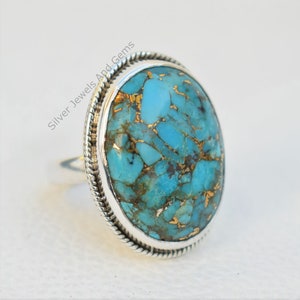 Natural Copper Turquoise Ring-handmade Silver Ring-925 - Etsy