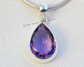 Natural Amethyst Pendant-Handmade Silver Pendant-925 Sterling Silver Pendant-Teardrop Amethyst Pendant-Anniversary Pendant
