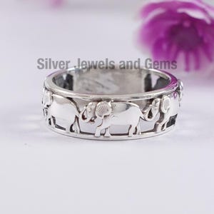 Walking Elephant Ring, Handmade Ring, 925 Sterling Silver Ring, Silver Elephant Ring, Gift for Wife, Designer Ring