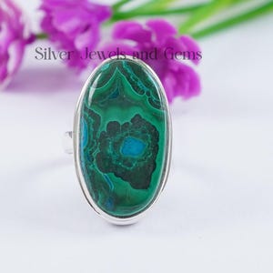 Chrysocolla Malachite Ring, Handmade 925 Sterling Silver Ring, Oval Chrysocolla Malachite Ring, Green Gemstone Ring, Gift For Wife