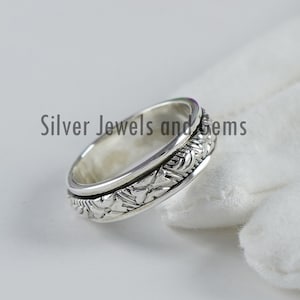 Flower Spinner Ring, 925 Sterling Silver Ring, Meditation Ring, Spinning Ring, Designer Ring, Thumb Ring, Yoga Ring, Boho Ring, Gift for Her