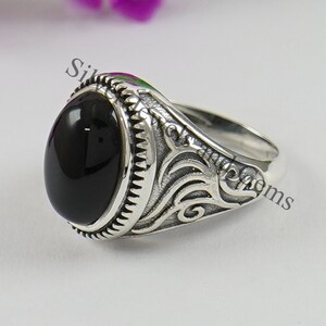 Black Onyx Ring, 925 Sterling Silver Handmade Ring, Gift for Friends, Oval Onyx Designer Ring, December Birthstone Ring, Gemstone Ring