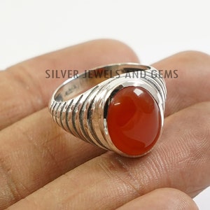 Natural Carnelian Ring, 925 Sterling Silver Ring, Red Gemstone Ring, Anniversary Ring, Boho Ring, Designer Ring, Handmade Ring for Gift image 1