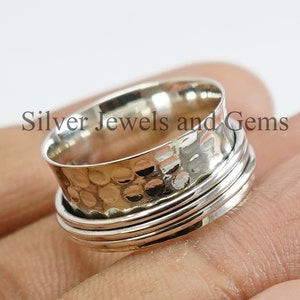 Hammered Silver Spinner Ring, Meditation Ring, 925 Sterling Silver Ring, Spinning Ring, Thumb Ring, Anxiety Ring, Handmade Ring