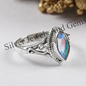 Angel Aura Quartz Ring-Handmade Ring-925 Sterling Silver Ring-Marquise Angel Aura Quartz Ring-Gift for her-Promise Ring-Aura Quartz Ring