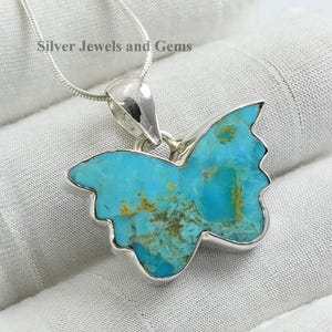 Arizona Turquoise Butterfly Pendant , Wedding Pendant, 925 Sterling Silver Pendant, Designer Turquoise Pendant, Butterfly Gemstone Pendant