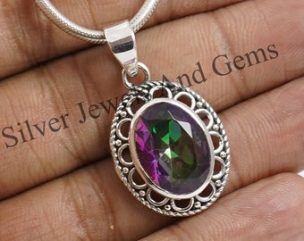 ミスティックトパーズペンダント、925スターリングシルバーペンダント