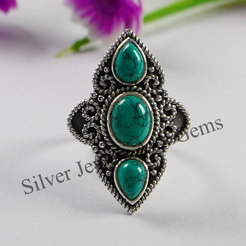 Silver + Turquoise Bow Tie Ring main image 0