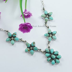 Arizona Turquoise Statement Necklace: 925 Sterling Silver, Multi Stone