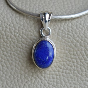 Lapis Lazuli Pendant, Handmade Pendant, 925 Sterling Silver Deep Blue Gemstone Pendant, Oval Lapis Pendant, Taurus Birthstone, Gift for Mom