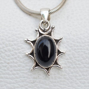 Black Onyx Pendant, Handmade 925 Sterling Silver Pendant, Oval Designer Pendant, December Birthstone, Boho Pendant, Gift for Friends