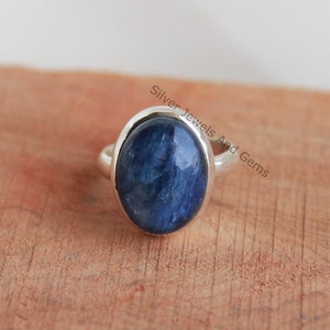 Natural Kyanite Ring-Handmade Silver Ring-925 Sterling Silver Ring-Oval Kyanite Ring-Gift for her-February March Birthstone-Promise Ring