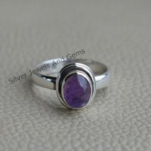 Oval Amethyst Ring, Handmade Ring, 925 Sterling Silver Ring,  Natural Amethyst Designer Ring, February Birthstone Ring, Gift for Women