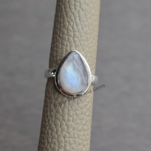 Natural Moonstone Ring, Blue Fire Moonstone Ring, Handmade Ring, 925 Sterling Silver, Gift for her, Promise Ring, Anniversary Ring