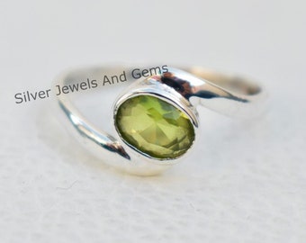Natural Peridot Ring, Dainty Ring, Handmade 925 Sterling Silver Ring, Oval Peridot Designer Ring, August Birthstone, Promise Ring