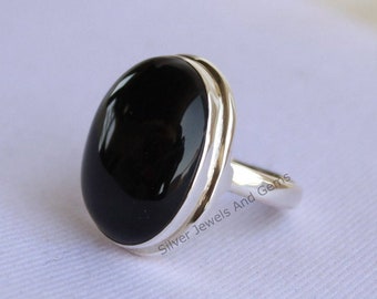 Natural Black Onyx Ring-Handmade Silver Ring-925 Sterling Silver Ring-Black Onyx Designer Ring-Gift for her-December Birthstone-Promise Ring