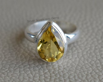 925 Sterling Silver Ring Citrine Gemstone Free Shipping American Seller RJ-333 Natural Citrine Ring