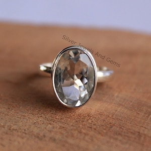 Natural White Topaz Ring, Handmade Silver Ring, 925 Sterling Silver Ring, Oval Topaz Ring, Promise Ring, Anniversary Ring, Gemstone Ring
