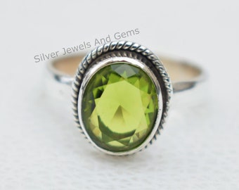 Natural Peridot Ring, Handmade 925 Sterling Silver Ring, Designer Oval Peridot Ring, August Birthstone, Promise Ring