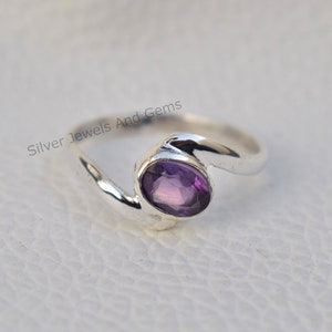 Natural Amethyst Ring, Handmade Dainty Ring, 925 Sterling Silver Ring, Oval Amethyst Ring, Gift for her, February Birthstone, Promise Ring