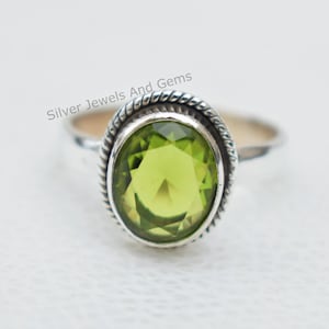 Natural Peridot Ring-Handmade Silver Ring-925 Sterling Silver Ring-Designer Ring-Oval Peridot Designer Ring-August Birthstone-Promise Ring