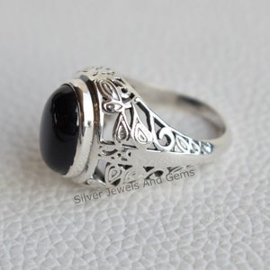 Natural Black Onyx Ring-925 Sterling Silver Ring-Black Onyx Designer Ring-Gift for her-December Birthstone-Promise Ring-Handmade Silver Ring