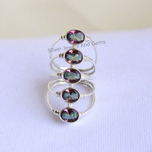 Mystic Topaz Ring, Multi Stone Topaz Ring, 925 Sterling Silver Ring, Handmade Ring, Wedding Ring, Oval Mystic Topaz Ring, Promise Ring