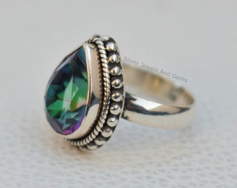 Mystic Topaz Ring Gift For Her Ready to ship With free Shipping Handmade Designer ring 925 Sterling Silver Ring Oval Mystic Topaz Ring