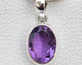 Natural Amethyst Pendant-Handmade Silver Pendant-925 Sterling Silver Pendant-Oval Amethyst Pendant-Gift for her-Anniversary Pendant