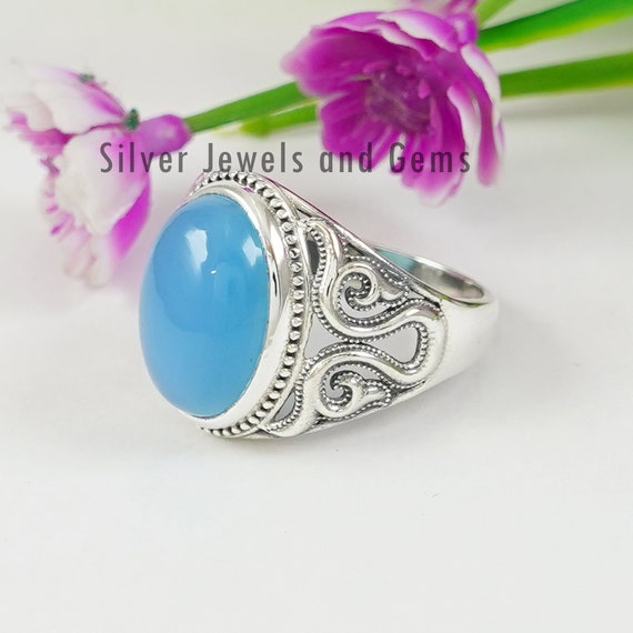 Buy Chrysocolla Ring, Natural Chrysocolla, Sagittarius Birthstone, Round  Ring, Statement Ring, Blue Stone Ring, 925 Silver Ring, Chrysocolla Online  in India - Etsy