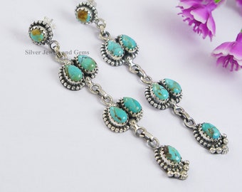 Natural Turquoise Stud Earring, Kingman Turquoise Earring, Wedding Earrings, 925 Sterling Silver Earrings, Gemstone Earring