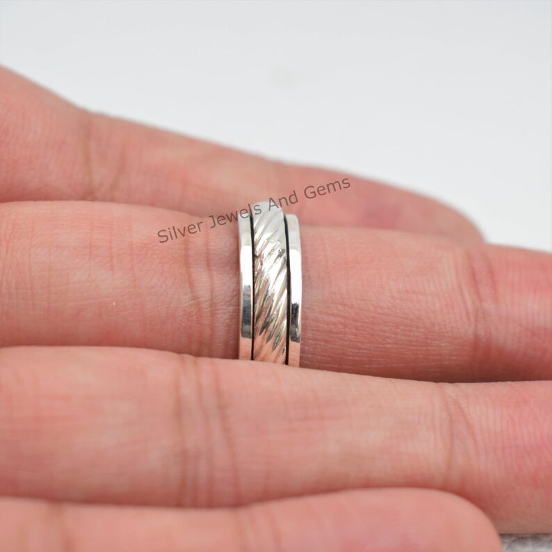 Sterling Silver Spinner Ring-Spinner Meditation Ring-Handmade Ring-925 Sterling Silver Ring-Birthday Ring-Designer Ring-Thumb Ring image 6