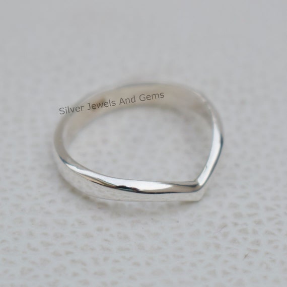 Bague En Argent Sterling 925 Fait Main Avec Motif Chevron - Taille Ajustable, Neuf Sans Emballage