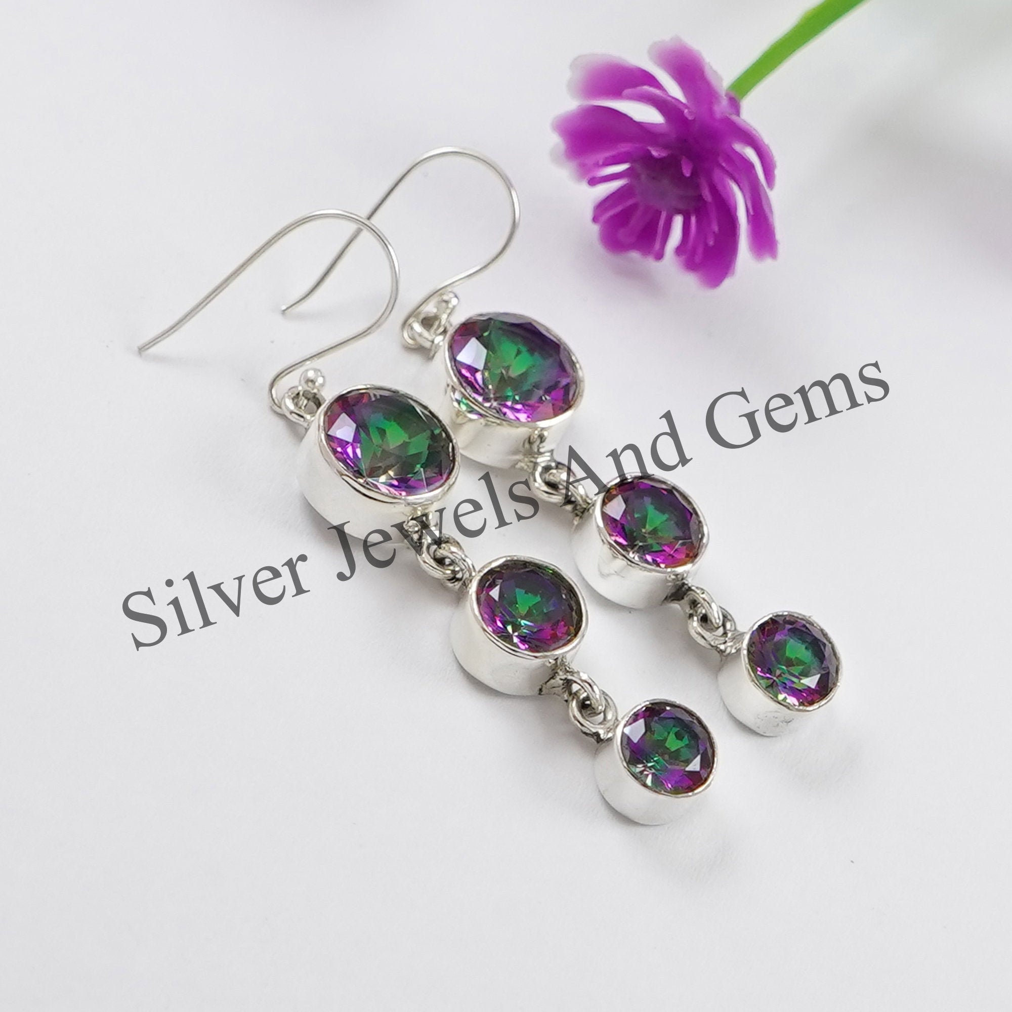 Orecchini In Argento Sterling 925 Con Gemma Topazio