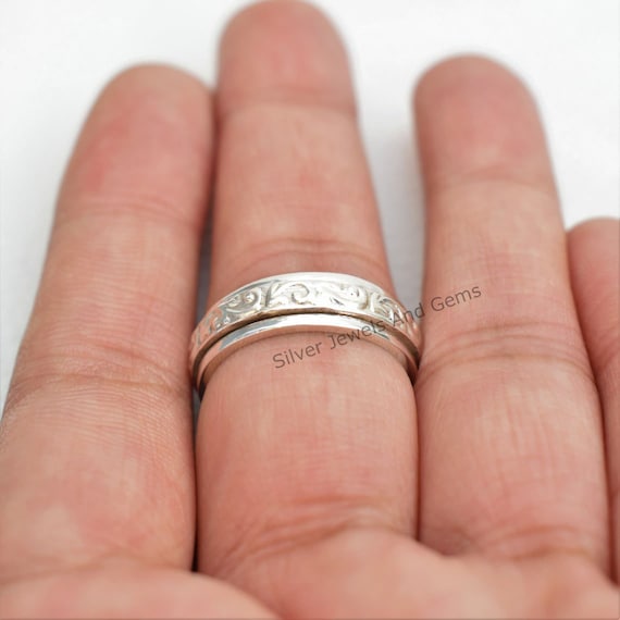 Goyal Jewels 925 Sterling Silver Spinner Meditation Ring - Handmade Band For Men & Women, Adjustable, Gift Ready