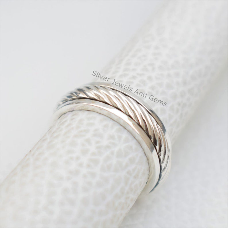 Sterling Silver Spinner Ring-Spinner Meditation Ring-Handmade Ring-925 Sterling Silver Ring-Birthday Ring-Designer Ring-Thumb Ring image 4